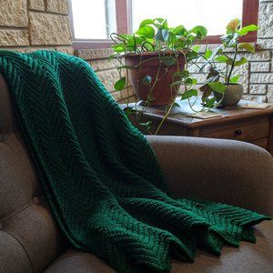 Dark Forest Green Handmade Afghan